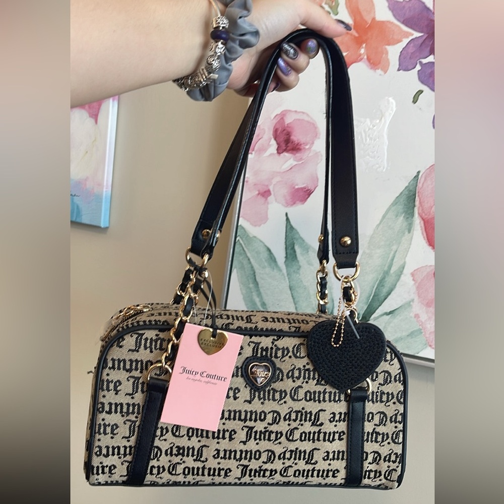 Juicy Couture Black and Cream Shoulder Bag